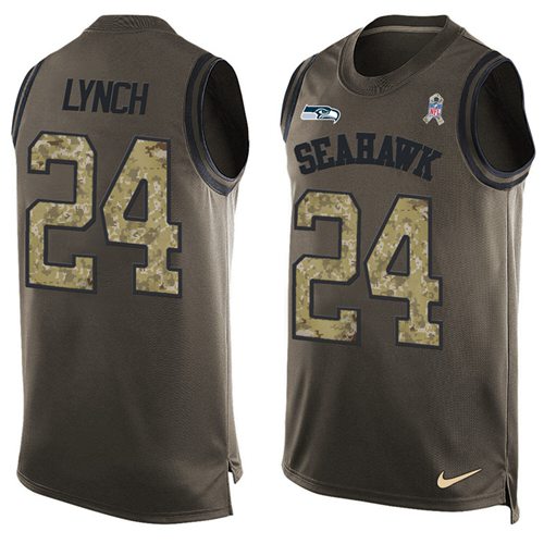 Nike Seahawks #24 Marshawn Lynch Green Men's Stitched NFL Limited Salute To Service Tank Top Jersey