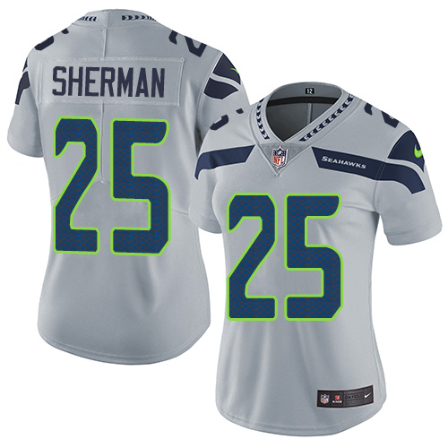 Nike Seahawks #25 Richard Sherman Grey Alternate Women's Stitched NFL Vapor Untouchable Limited Jersey Nike Seahawks #25 Richard Sherman Grey Alternate Women's Stitched NFL Vapor Untouchable Limited Jersey