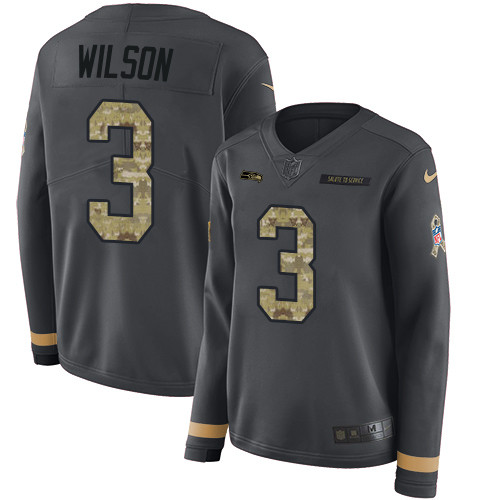 Nike Seahawks #3 Russell Wilson Anthracite Salute to Service