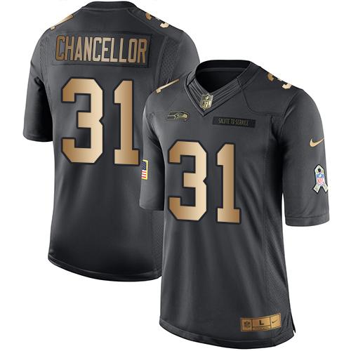 Nike Seahawks #31 Kam Chancellor Black Men's Stitched NFL Limited Gold Salute To Service Jersey Nike Seahawks #31 Kam Chancellor Black Men's Stitched NFL Limited Gold Salute To Service Jersey