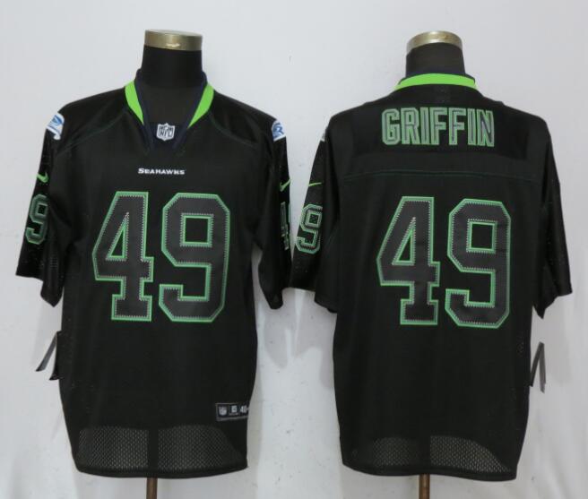Nike Seahawks #49 Shaquill Griffin Black Lights Out Elite Jersey 