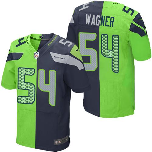Nike Seahawks #54 Bobby Wagner Steel Blue Green Men's Stitched NFL Elite Split Jersey Nike Seahawks #54 Bobby Wagner Steel Blue Green Men's Stitched NFL Elite Split Jersey