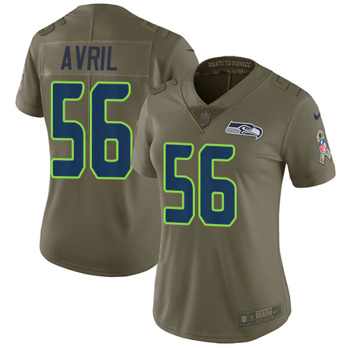 Nike Seahawks #56 Cliff Avril Olive Women's Stitched NFL Limited 2017 Salute to Service Jersey
