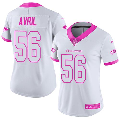 Nike Seahawks #56 Cliff Avril White Pink Women's Stitched NFL Limited Rush Fashion Jersey Nike Seahawks #56 Cliff Avril White Pink Women's Stitched NFL Limited Rush Fashion Jersey