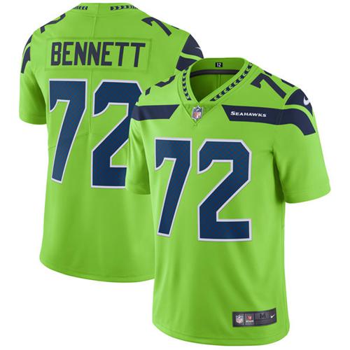 Nike Seahawks #72 Michael Bennett Green Men's Stitched NFL Limited Rush Jersey