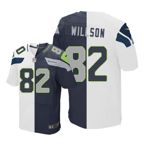 Nike Seahawks #82 Luke Willson White Steel Blue Men's Stitched NFL Elite Split Jersey