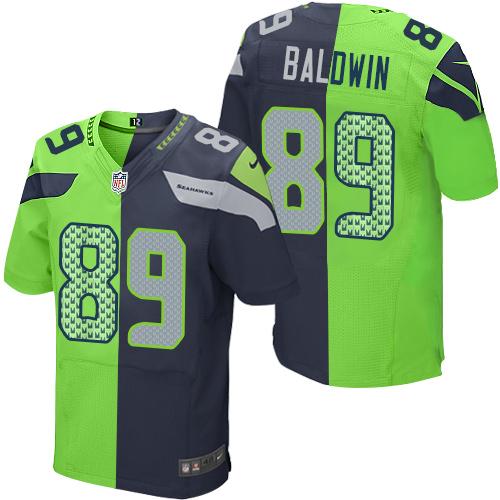 Nike Seahawks #89 Doug Baldwin Steel Blue Green Men's Stitched NFL Elite Split Jersey