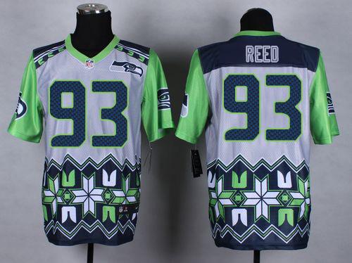 Nike Seahawks #93 Jarran Reed Grey Men's Stitched NFL Elite Noble Fashion Jersey