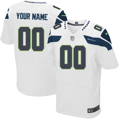 Nike Seattle Seahawks Customized Elite White Jerseys