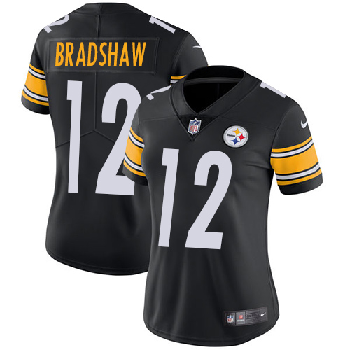 Nike Steelers #12 Terry Bradshaw Black Team Color Women's Stitched NFL Vapor Untouchable Limited Jersey Nike Steelers #12 Terry Bradshaw Black Team Color Women's Stitched NFL Vapor Untouchable Limited Jersey