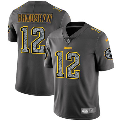 Nike Steelers #12 Terry Bradshaw Gray Static Youth NFL Vapor Untouchable Game Jersey