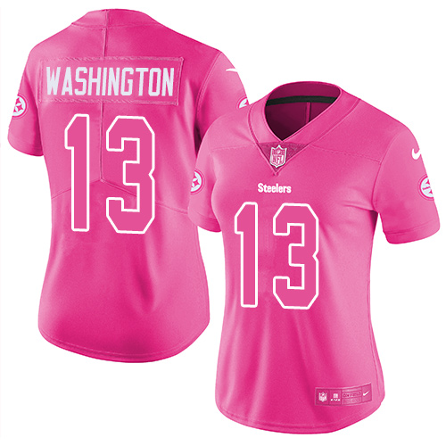 Nike Steelers #13 James Washington Pink Women's Stitched NFL Limited Rush Fashion Jersey Nike Steelers #13 James Washington Pink Women's Stitched NFL Limited Rush Fashion Jersey