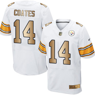 Nike Steelers #14 Sammie Coates White Men's Stitched NFL Elite Gold Jersey Nike Steelers #14 Sammie Coates White Men's Stitched NFL Elite Gold Jersey