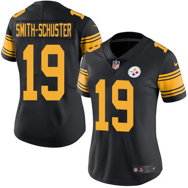 Nike Steelers #19 JuJu Smith-Schuster Black Women's Stitched NFL Limited Rush Jersey Nike Steelers #19 JuJu Smith-Schuster Black Women's Stitched NFL Limited Rush Jersey