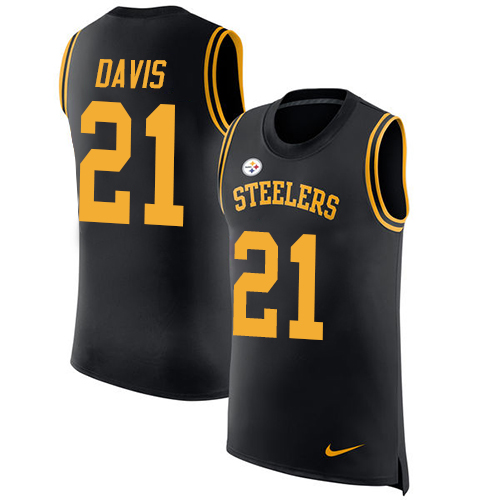 Nike Steelers #21 Sean Davis Black Team Color Men's Stitched NFL Limited Rush Tank Top Jersey Nike Steelers #21 Sean Davis Black Team Color Men's Stitched NFL Limited Rush Tank Top Jersey