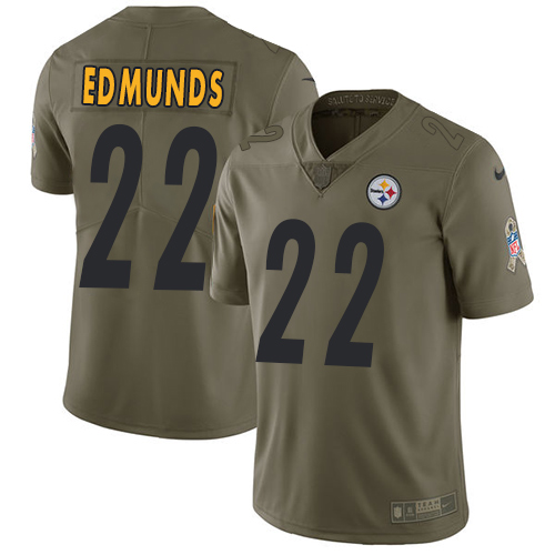 Nike Steelers #22 Terrell Edmunds Olive Men's Stitched NFL Limited 2017 Salute To Service Jersey