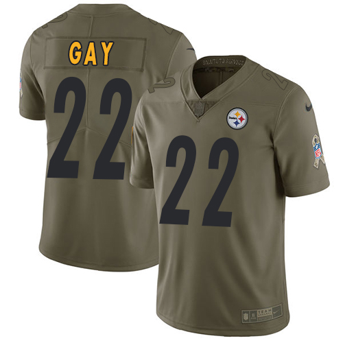 Nike Steelers #22 William Gay Olive Youth Stitched NFL Limited 2017 Salute to Service Jersey