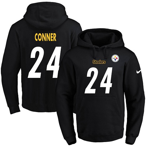 Nike Steelers #24 James Conner Black Men's  Name & Number Pullover NFL Hoodie