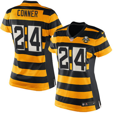 Nike Steelers #24 James Conner Yellow Black Alternate Women's Stitched NFL Elite Jersey Nike Steelers #24 James Conner Yellow Black Alternate Women's Stitched NFL Elite Jersey