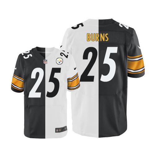 Nike Steelers #25 Artie Burns White Black Men's Stitched NFL Elite Split Jersey Nike Steelers #25 Artie Burns White Black Men's Stitched NFL Elite Split Jersey
