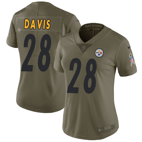 Nike Steelers #28 Sean Davis Olive Women's Stitched NFL Limited 2017 Salute to Service Jersey