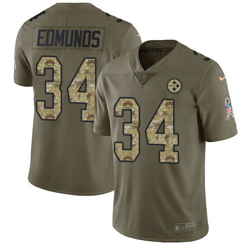 Nike Steelers #34 Terrell Edmunds Olive Camo Men's Stitched NFL Limited 2017 Salute To Service Jersey Nike Steelers #34 Terrell Edmunds Olive Camo Men's Stitched NFL Limited 2017 Salute To Service Jersey