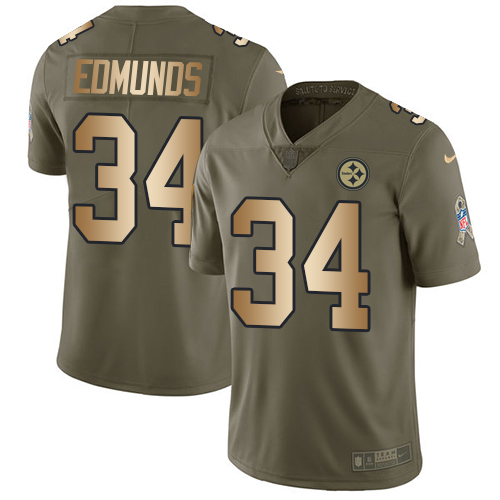 Nike Steelers #34 Terrell Edmunds Olive Gold Men's Stitched NFL Limited 2017 Salute To Service Jersey Nike Steelers #34 Terrell Edmunds Olive Gold Men's Stitched NFL Limited 2017 Salute To Service Jersey