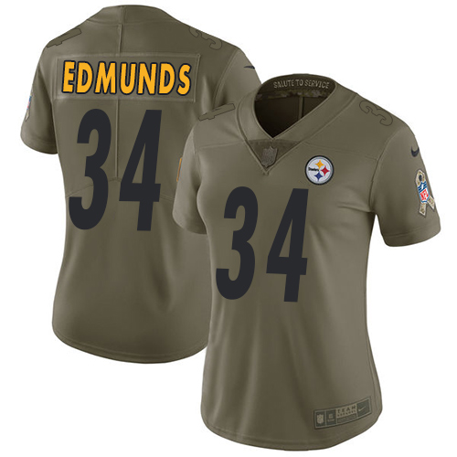 Nike Steelers #34 Terrell Edmunds Olive Women's Stitched NFL Limited 2017 Salute to Service Jersey Nike Steelers #34 Terrell Edmunds Olive Women's Stitched NFL Limited 2017 Salute to Service Jersey
