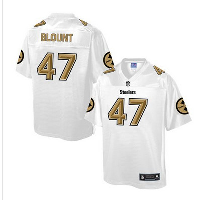 Nike Steelers #47 Mel Blount White Men's NFL Pro Line Fashion Game Jersey
