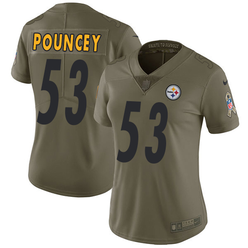 Nike Steelers #53 Maurkice Pouncey Olive Women's Stitched NFL Limited 2017 Salute to Service Jersey Nike Steelers #53 Maurkice Pouncey Olive Women's Stitched NFL Limited 2017 Salute to Service Jersey