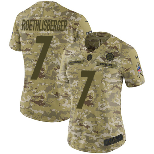 Nike Steelers #7 Ben Roethlisberger Camo Women's Stitched NFL Limited 2018 Salute to Service Jersey Nike Steelers #7 Ben Roethlisberger Camo Women's Stitched NFL Limited 2018 Salute to Service Jersey