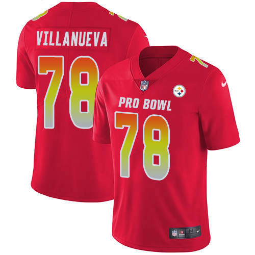 Nike Steelers #78 Alejandro Villanueva Red Women's Stitched NFL Limited AFC 2018 Pro Bowl Jersey
