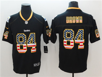 Nike Steelers #84 Antonio Brown Black USA Flag Fashion Color Rush Limited Jersey