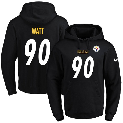 Nike Steelers #90 T. J. Watt Black Men's Name & Number Pullover NFL Hoodie