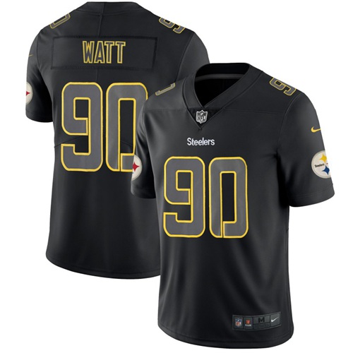 Nike Steelers #90 T. J. Watt Black Men's Stitched NFL Limited Rush