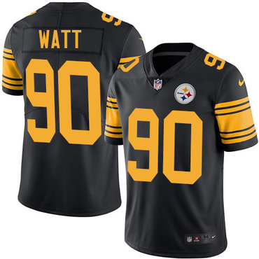 Nike Steelers #90 T. J. Watt Black Men's Stitched NFL Limited Rush Jersey Nike Steelers #90 T. J. Watt Black Men's Stitched NFL Limited Rush Jersey
