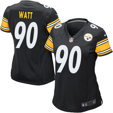 Nike Steelers #90 T. J. Watt Black Team Color Women's Stitched NFL Elite Jersey Nike Steelers #90 T. J. Watt Black Team Color Women's Stitched NFL Elite Jersey