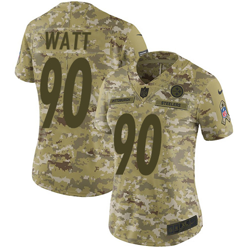 Nike Steelers #90 T. J. Watt Camo Women's Stitched NFL Limited 2018 Salute to Service Jersey Nike Steelers #90 T. J. Watt Camo Women's Stitched NFL Limited 2018 Salute to Service Jersey