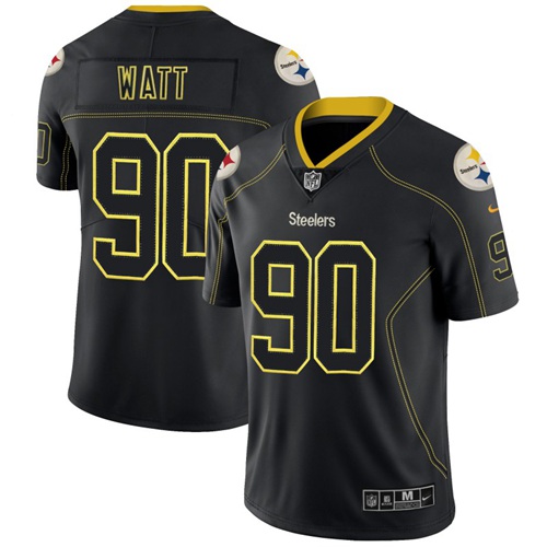 Nike Steelers #90 T. J. Watt Lights Out Black Men's Stitched