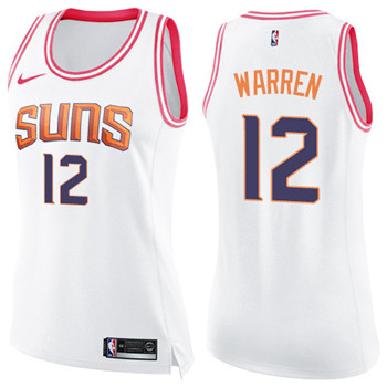 Nike Suns #12 T.J. Warren White Pink Women's NBA Swingman Fashion Jersey