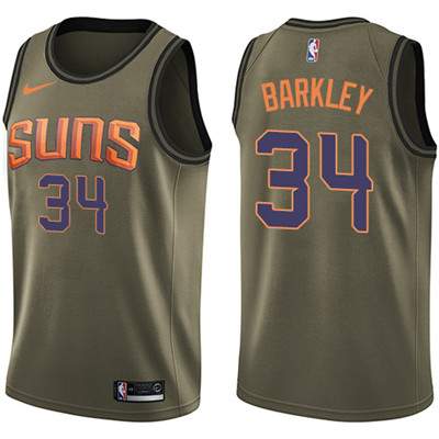 Nike Suns #34 Charles Barkley Green Salute to Service Youth NBA Swingman Jersey