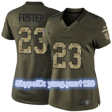 Nike Texans #23 Arian Foster Green Women's Stitched NFL Limited Salute to Service Jersey