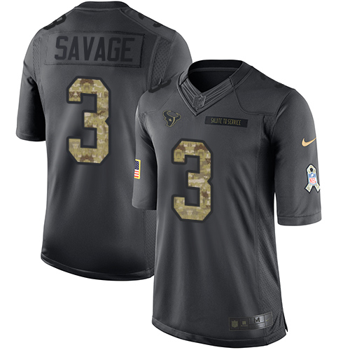 Nike Texans #3 Tom Savage Black Men's Stitched NFL Limited 2016 Salute to Service Jersey Nike Texans #3 Tom Savage Black Men's Stitched NFL Limited 2016 Salute to Service Jersey