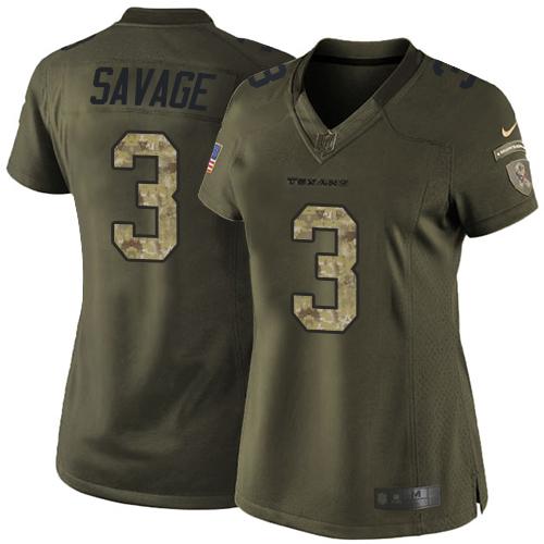 Nike Texans #3 Tom Savage Green Women's Stitched NFL Limited Salute to Service Jersey