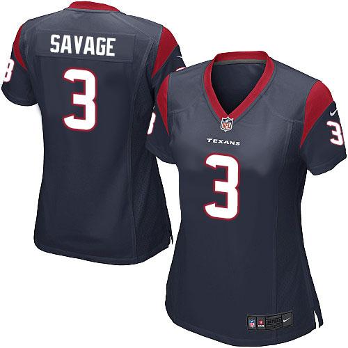 Nike Texans #3 Tom Savage Navy Blue Team Color Women's Stitched NFL Elite Jersey Nike Texans #3 Tom Savage Navy Blue Team Color Women's Stitched NFL Elite Jersey