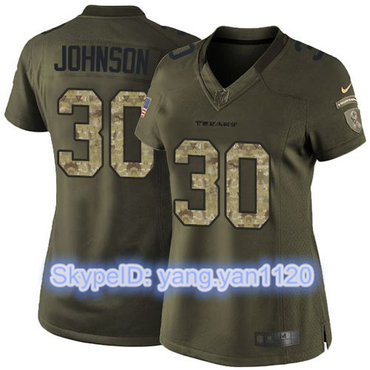 Nike Texans #30 Kevin Johnson Green Women's Stitched NFL Limited Salute to Service Jersey