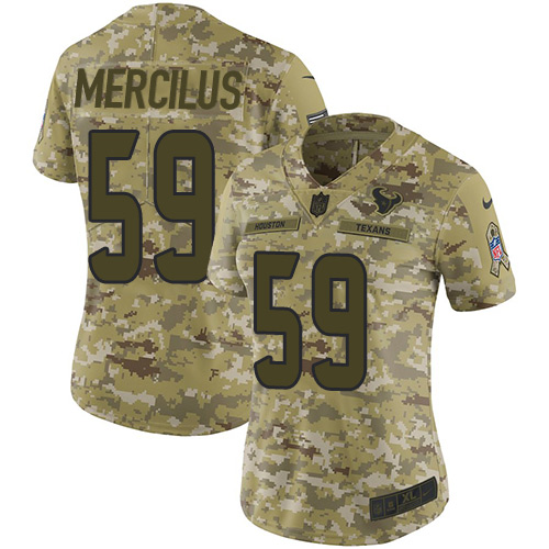 Nike Texans #59 Whitney Mercilus Camo Women's Stitched NFL Limited 2018 Salute to Service Jersey Nike Texans #59 Whitney Mercilus Camo Women's Stitched NFL Limited 2018 Salute to Service Jersey
