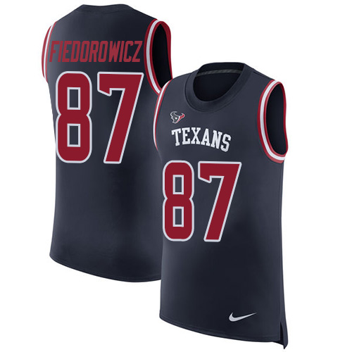 Nike Texans #87 C.J. Fiedorowicz Navy Blue Team Color Men's Stitched NFL Limited Rush Tank Top Jersey Nike Texans #87 C.J. Fiedorowicz Navy Blue Team Color Men's Stitched NFL Limited Rush Tank Top Jersey