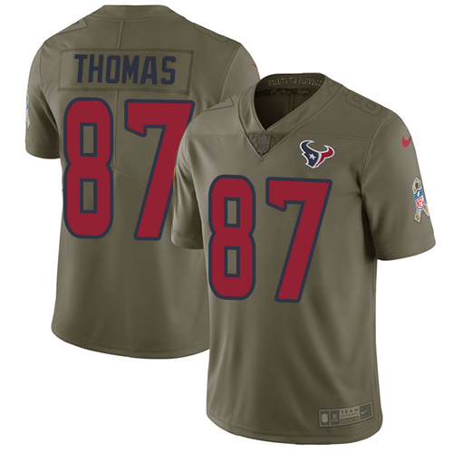 Nike Texans #87 Demaryius Thomas Olive Men's Stitched NFL Limited 2017 Salute To Service Jersey