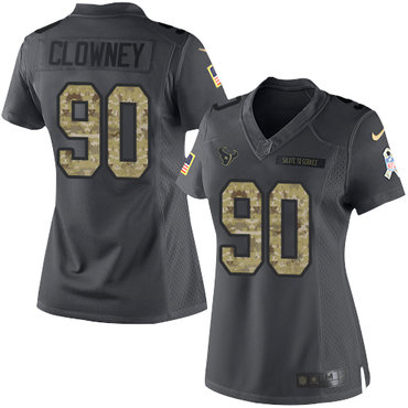 Nike Texans #90 Jadeveon Clowney Black Women's Stitched NFL Limited 2016 Salute to Service Jersey Nike Texans #90 Jadeveon Clowney Black Women's Stitched NFL Limited 2016 Salute to Service Jersey